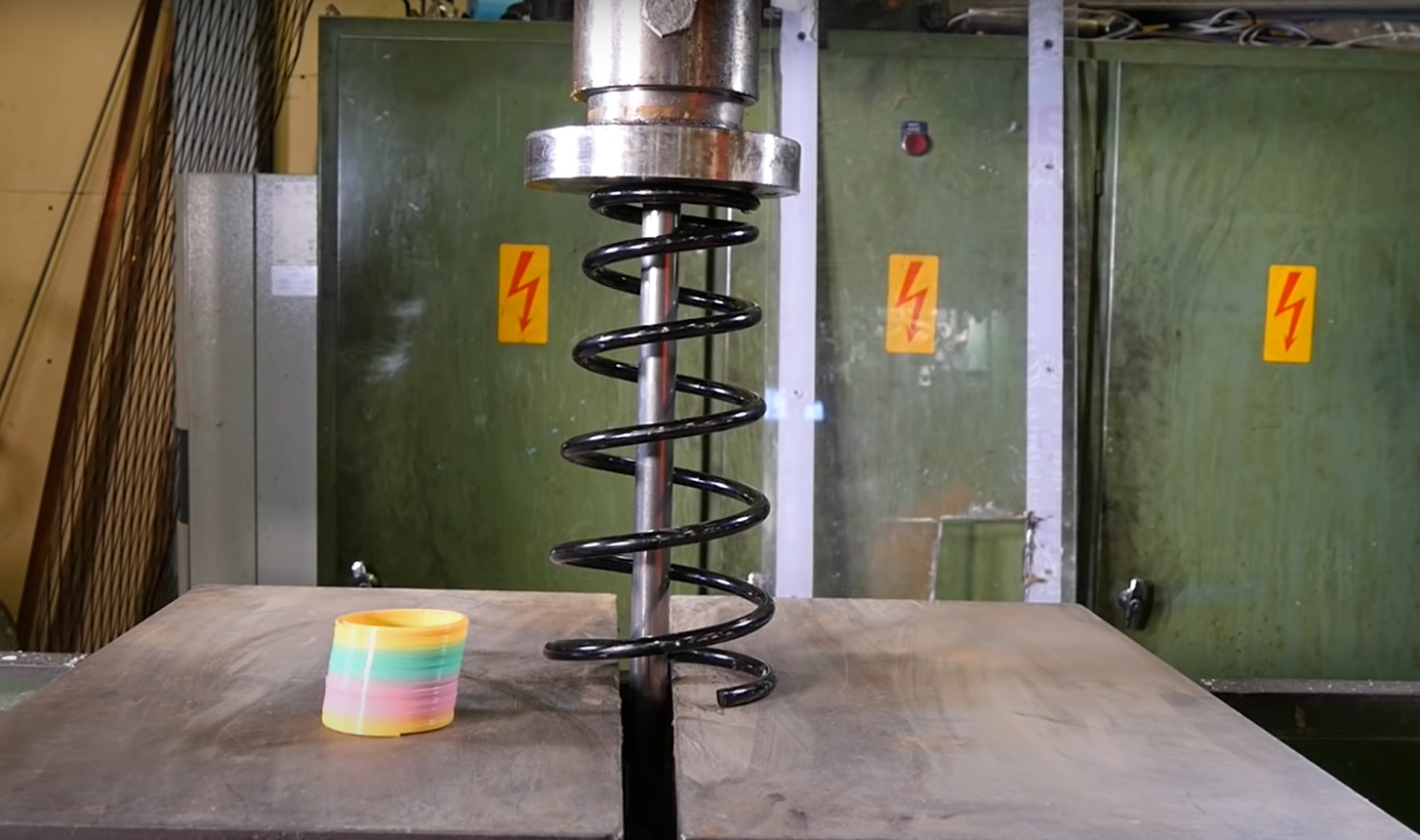 Watching A Hydraulic Press Crush A Car Spring Is So Satisfying Bob's
